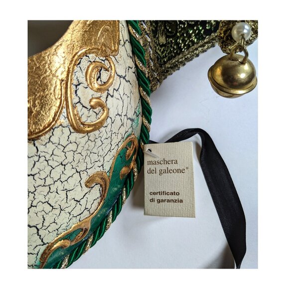 Vintage Authentic Venetian Mask Full Face Mardi Gras Carnival Jester with Tag - Picture 5 of 8